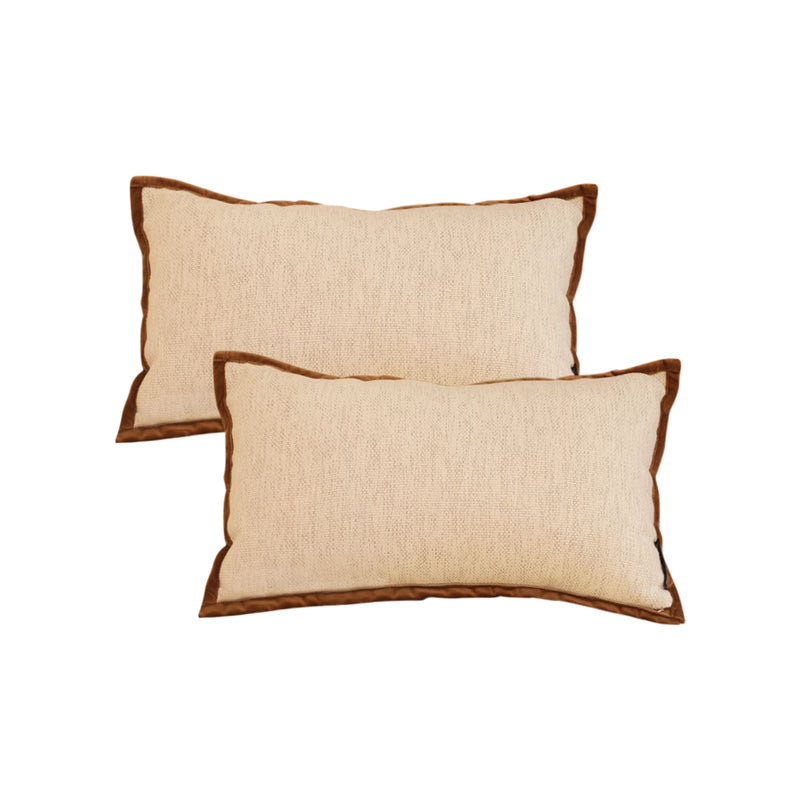 2X Rectangular Plush Velvet Throw Pillow 30x50cm 15cm Thick Off White