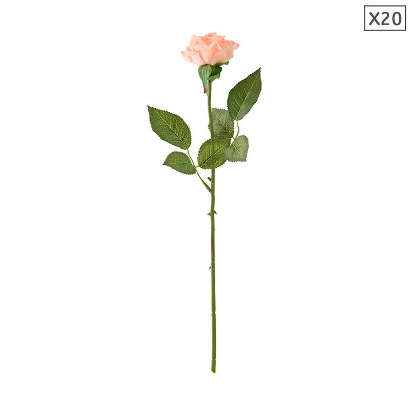 20pcs Artificial Silk Rose Bouquet 6.5cm x 52cm Table Decor Champion Color
