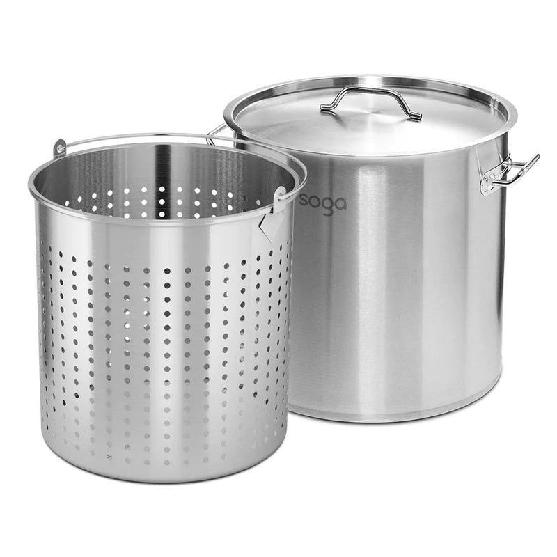 130L Stainless Steel Stockpot With 98L Pasta Insert Heavy Duty For Cooking