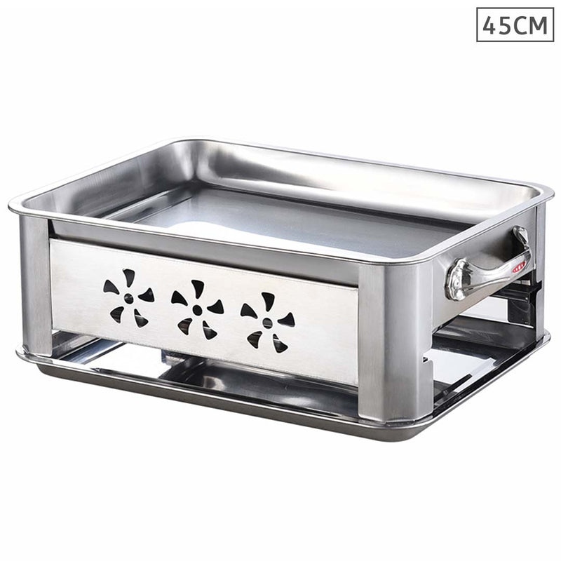 45cm Portable Stainless Steel Outdoor Chafing Dish BBQ Grill Plate Easy Clean