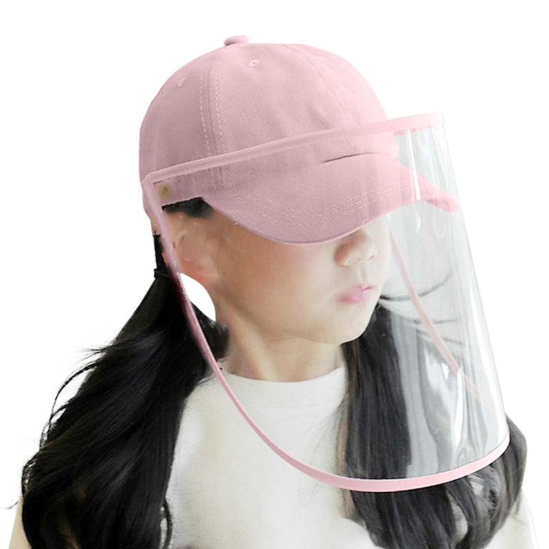 Kids Protective Hat Cotton Plastic Tpu Full Face Shield Anti Fog 26x35cm Pink