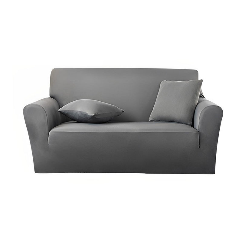 2-Seater Sofa Cover High Stretch Polyester Protects From Dirt Grey Decor