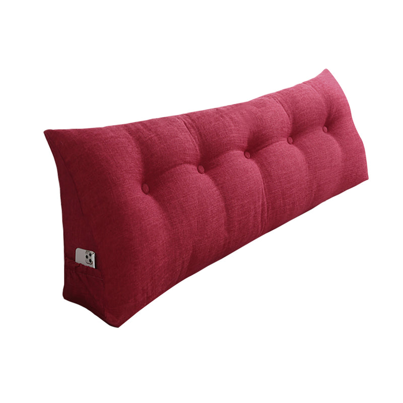 180cm Triangular Wedge Headboard Pillow Polyester Rose Red 3 Button Tufted