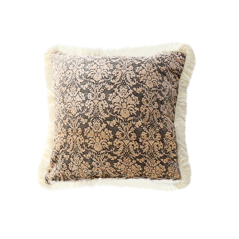 45x45cm Velvet Square Throw Pillow Dark Floral Tassel Polyester Cotton