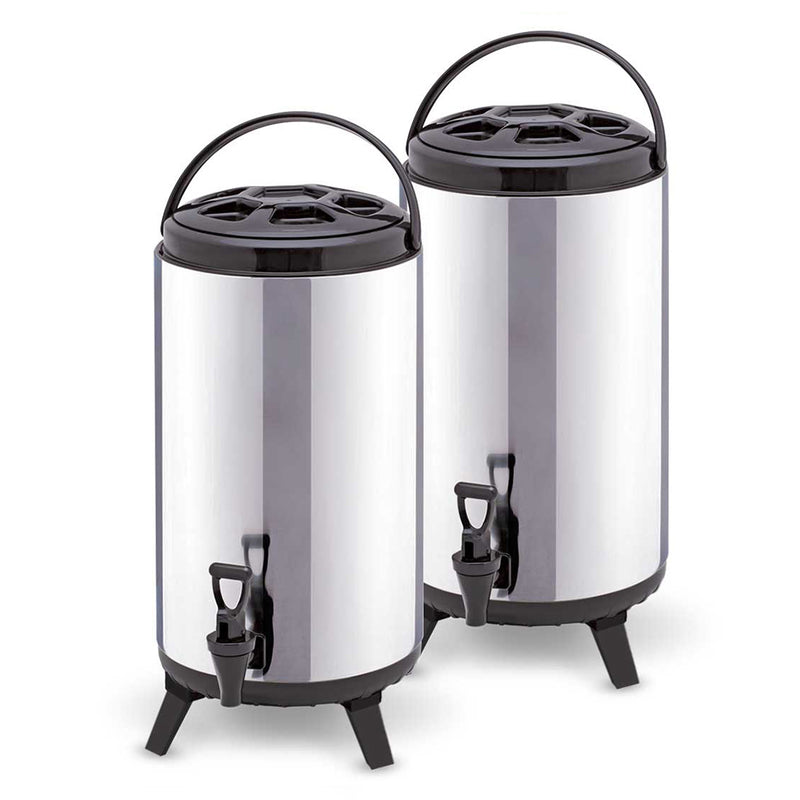 2X 16L Insulated Stainless Steel Beverage Barrel With Dispenser Hot Cold Pot