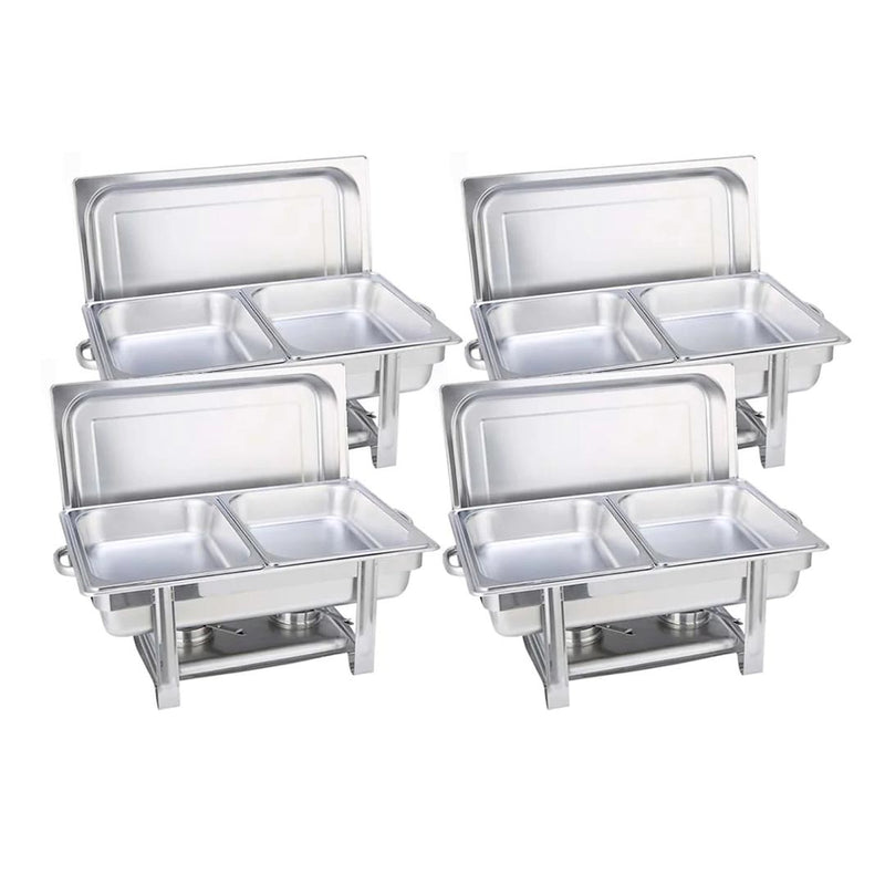 4X Stainless Steel Double Tray Chafing Dish Food Warmer 4.5L Catering Buffet