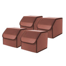 4X Leather Car Boot Organizer Box Foldable Portable Storage Coffee Small