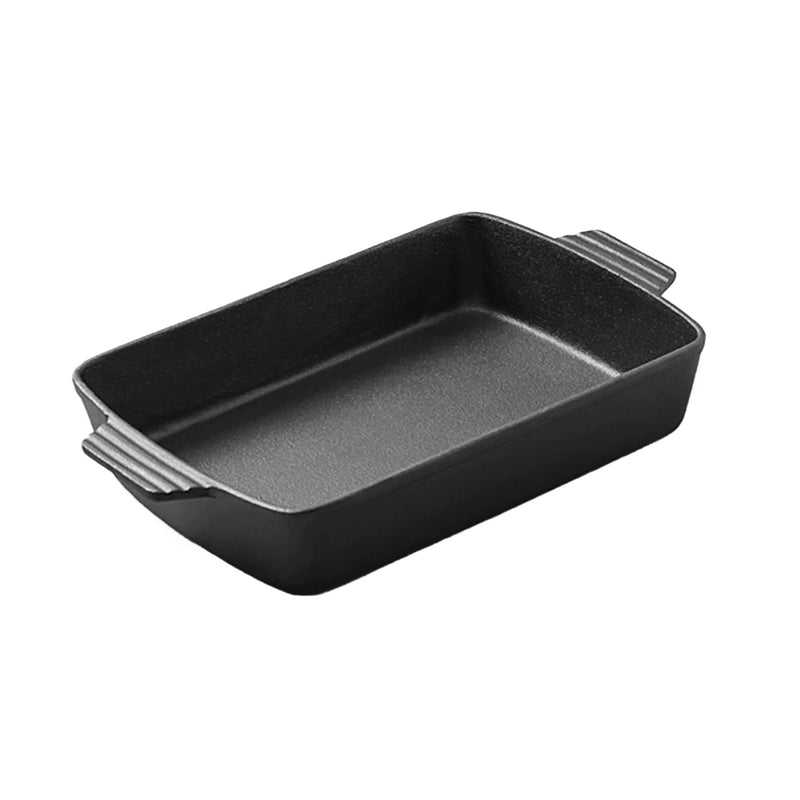 38cm Cast Iron Baking Dish Rectangle Cake Lasagna Pan Even Heat Non-Stick