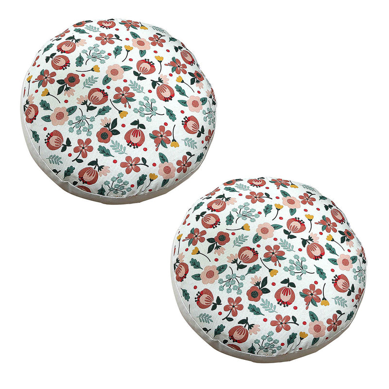 2X Floor Pouf Cushion Polyester Cotton 45x45x18cm EPP Particle Insert Multicolor