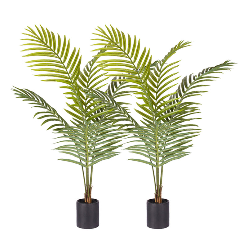 2X 120cm Artificial Areca Palm Plants Realistic Indoor Green With Black Pot