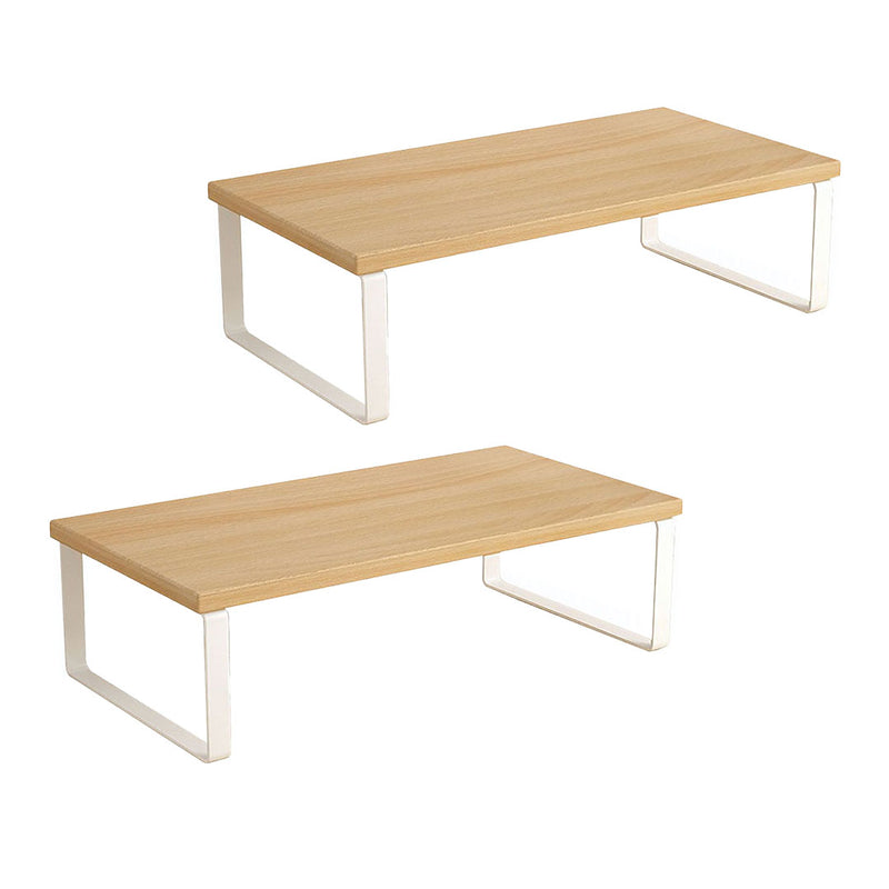 2X Wood Monitor Stand 50cm Ergonomic Desktop Organizer With Storage