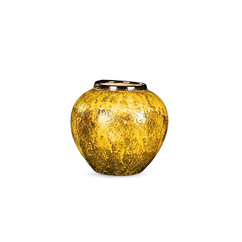 Small Ceramic Flower Vase 21x22cm Yellow Sturdy Elegant Home Decor