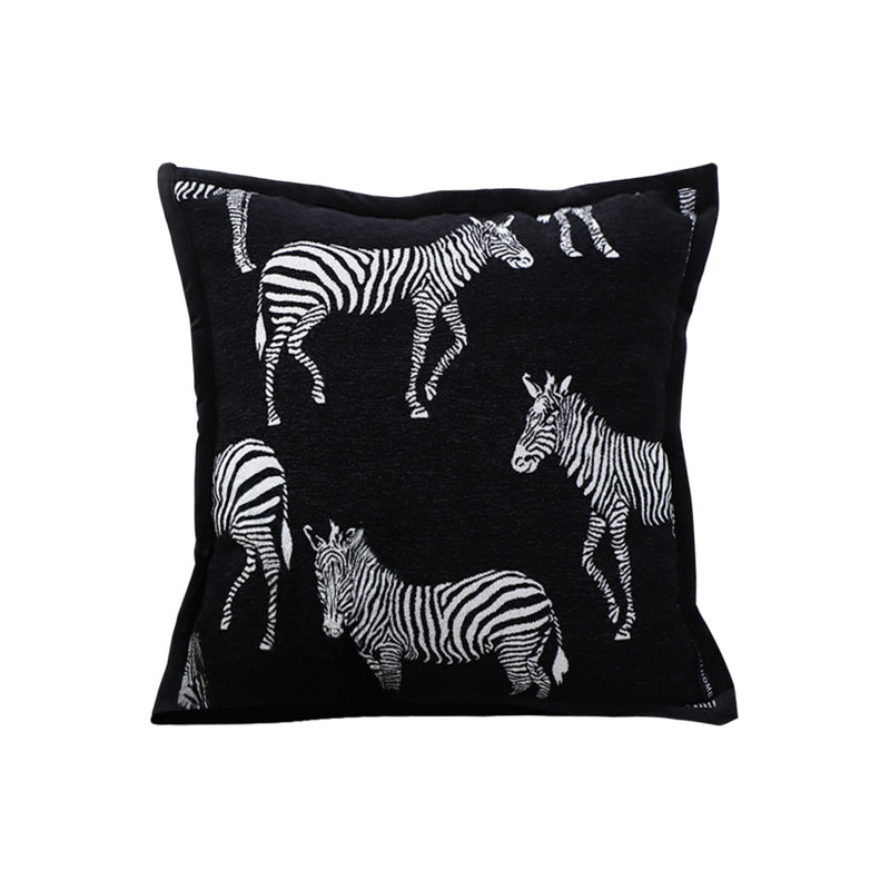 Black Zebra Throw Pillow Polyester Cotton 50x50x18cm Thick Square Light Luxury