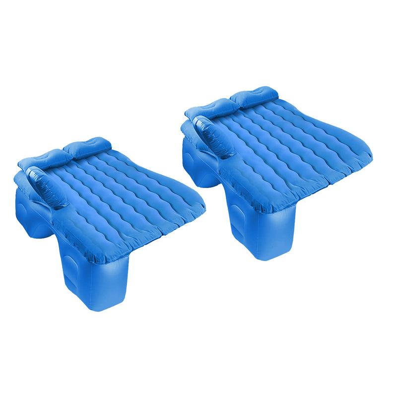 2X Inflatable Car Mattress Pvc 132cmx75cmx10cm Blue Ripple Air Bed With Pump