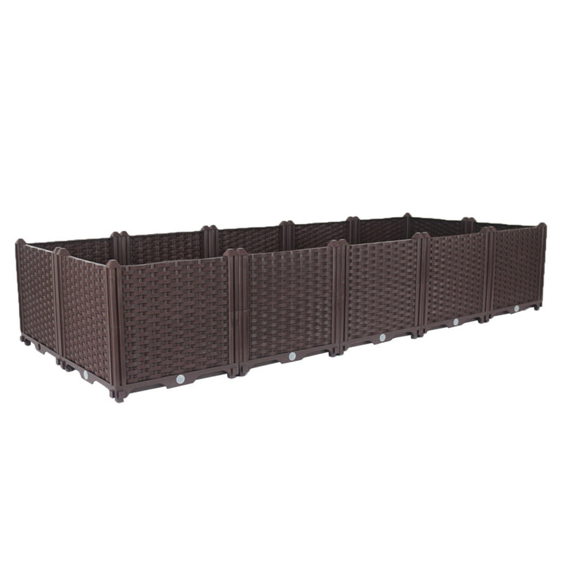 200cm Raised Garden Bed Plastic Planter 30cm Depth Self Watering Dark Brown