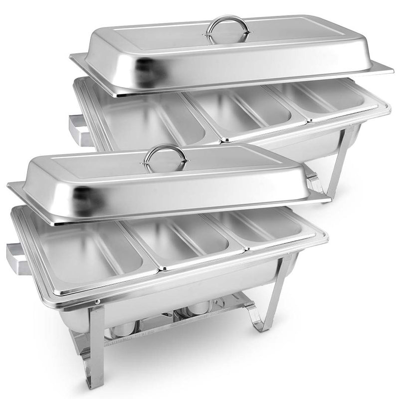 2X Stainless Steel Triple Tray Chafing Dish 3X 3L Satin Finish Dishwasher Safe