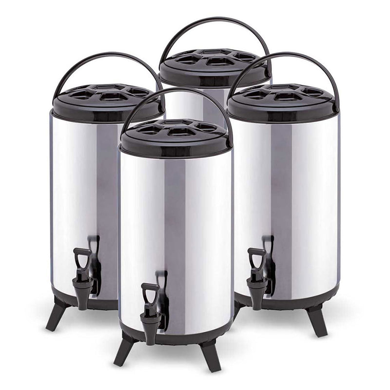 4X 16L 304 Stainless Steel Insulated Beverage Dispenser With Tap Hot Cold