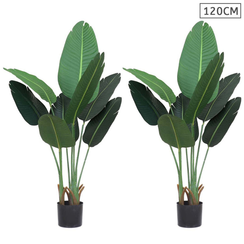 2X 120cm Realistic Artificial Traveler Banana Plant Indoor Green Moss Pot