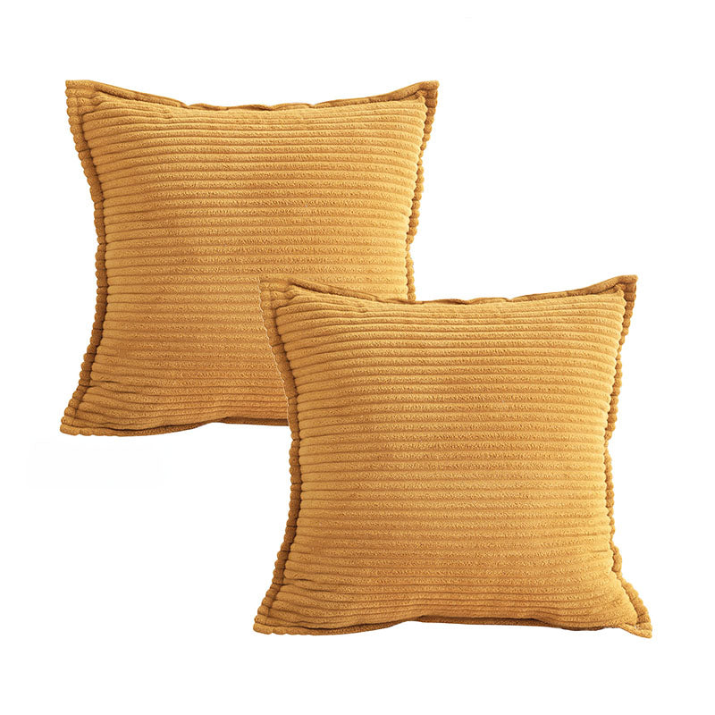 2X 45Cm Square Velvet Throw Pillow Mustard Plush Indoor Outdoor