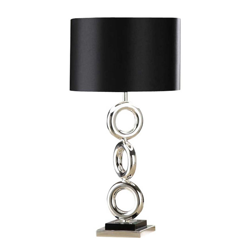 Table Lamp Industrial Metal Base Fabric Drum Shade 35cm X 65cm