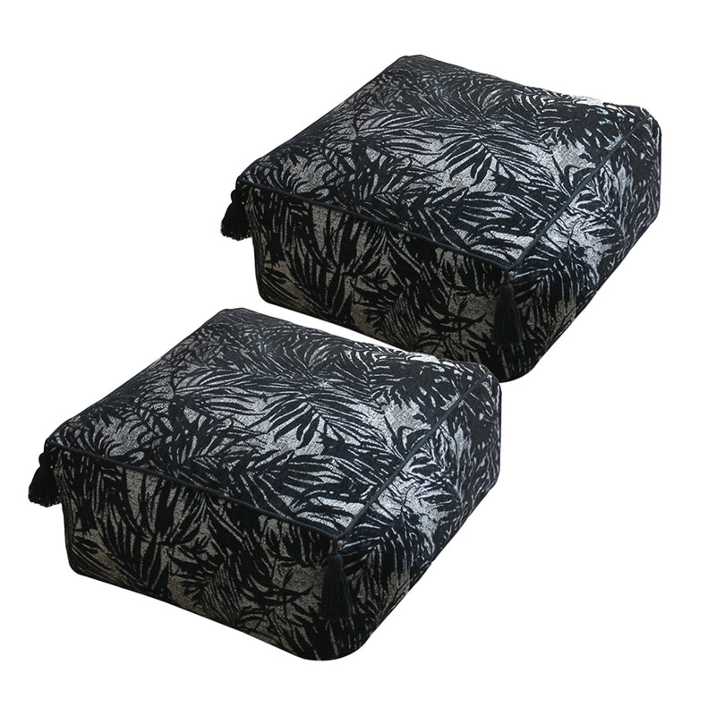 2X Pouffe Cushion Polyester Fiber Epp Particle Insert 50x50x25cm Black