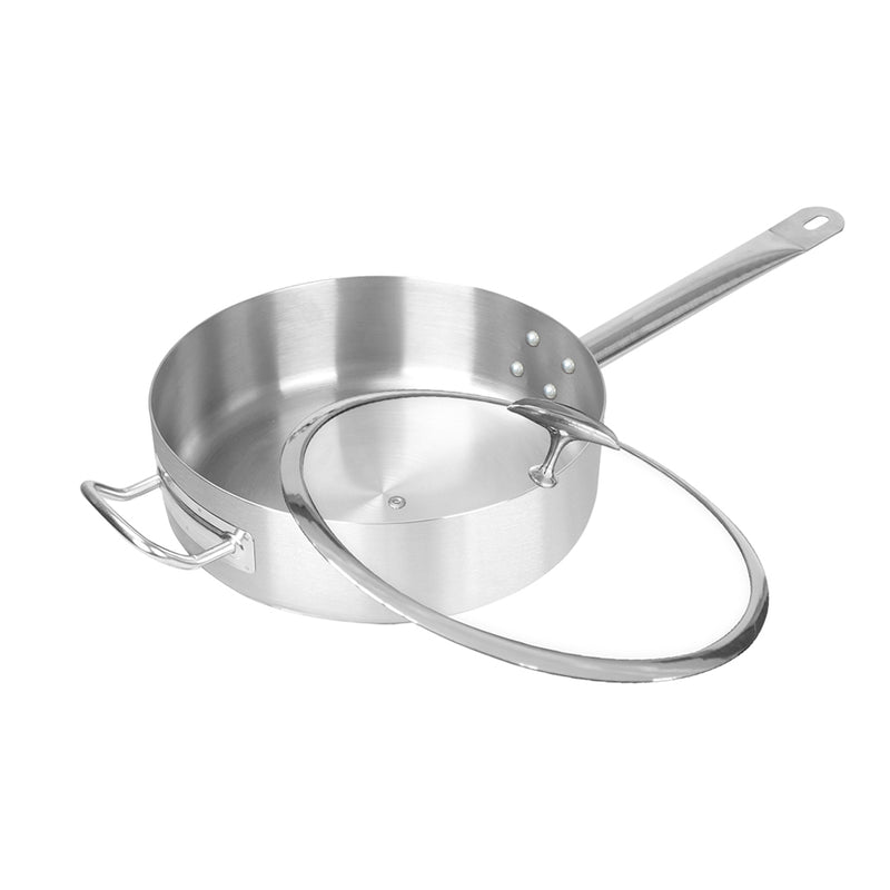 30cm Stainless Steel Tri Ply Clad Saucepan Induction Glass Lid Helper Handle