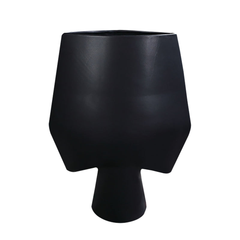 Large Black Ceramic Handcrafted Square Vase Modern Abstract Home Decor 33x43cm