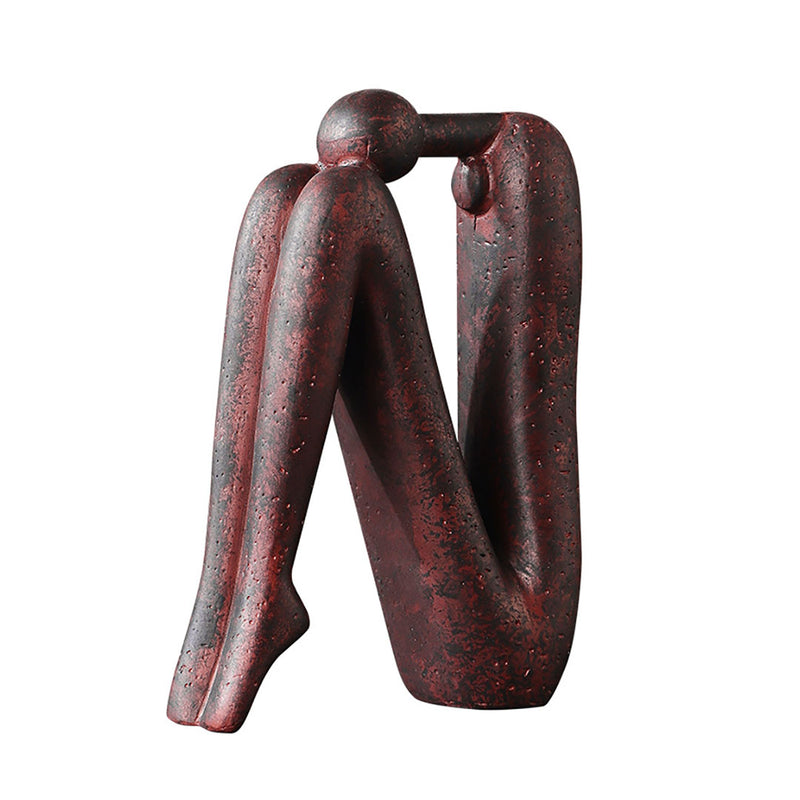 13x6x20cm Modern Stickman Art Sculpture Minimalist Resin Brown Bookend