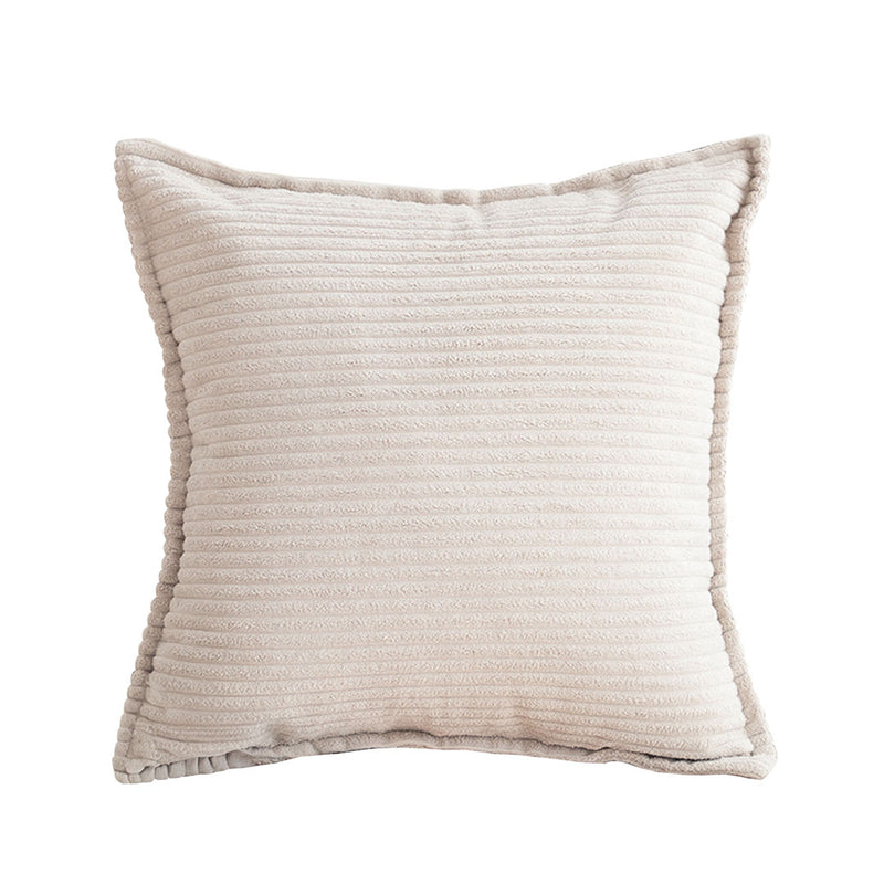 45cm Beige Velvet Corduroy Square Throw Pillow Warm Modern Striped Plush Cushion