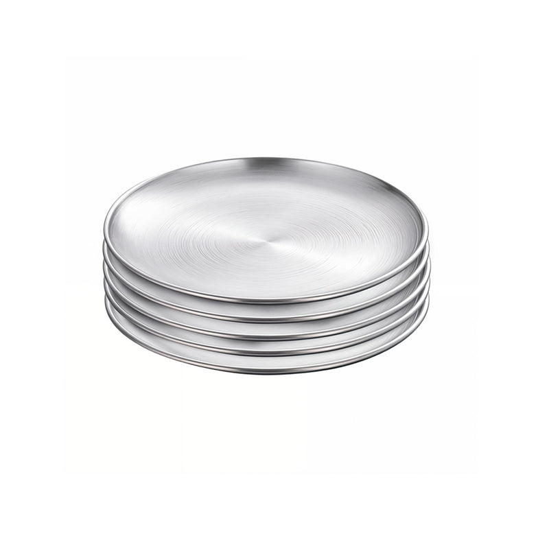 17cm Grilling Plate Stainless Steel Non Stick Heat Resistant Silver 5 Pieces