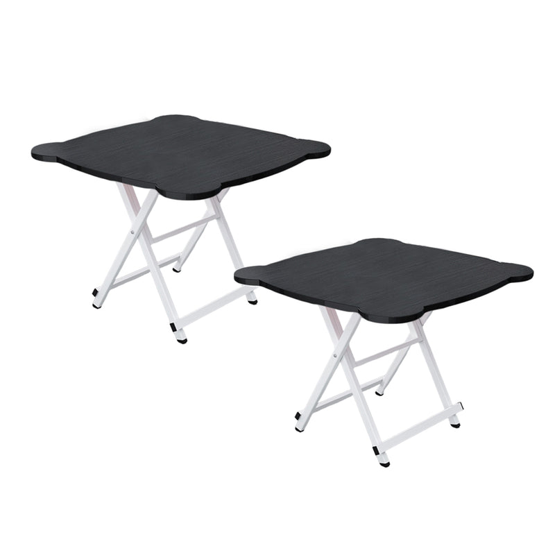 2X Minimalist Cat Ear Folding Table Mdf Iron Tube Legs 60x60x70cm Black White