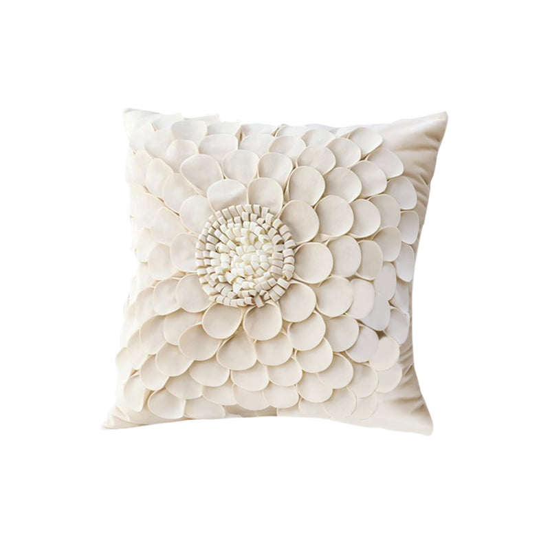 Plush Velvet Throw Pillow 45x45cm 15cm Thick Cream Floral
