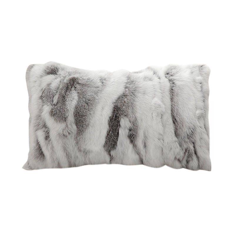 Rabbit Fur Cushion 30cm Warm Floral Gray Throw Pillow Home Decor Cozy Accent