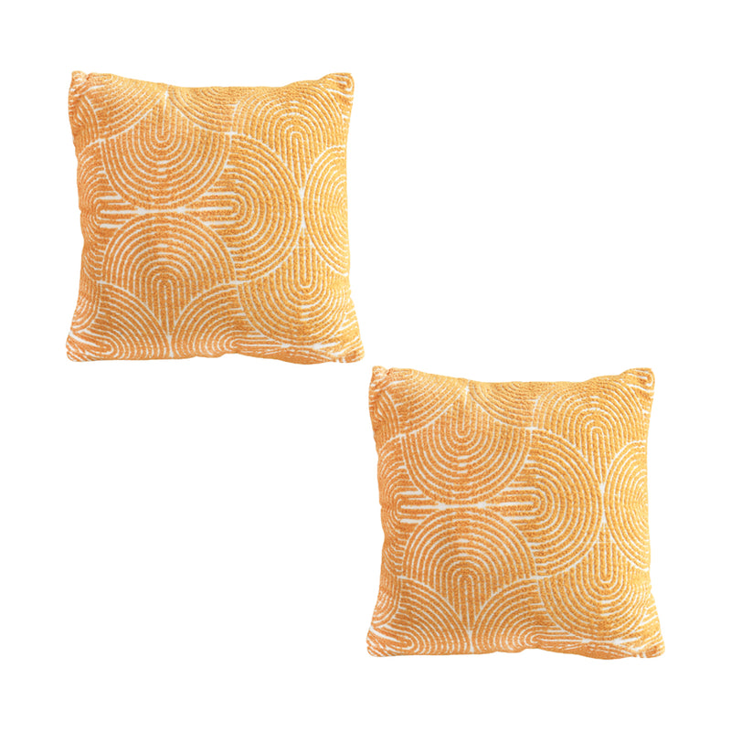 2X Mustard Yellow 50x50x18cm Geometric Polyester Cotton Throw Pillows Indoor