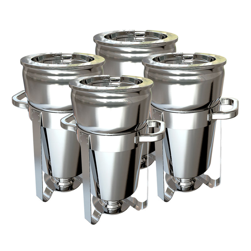 4X 7L Stainless Steel Round Soup Warmer Chafing Dish Mirror Finish