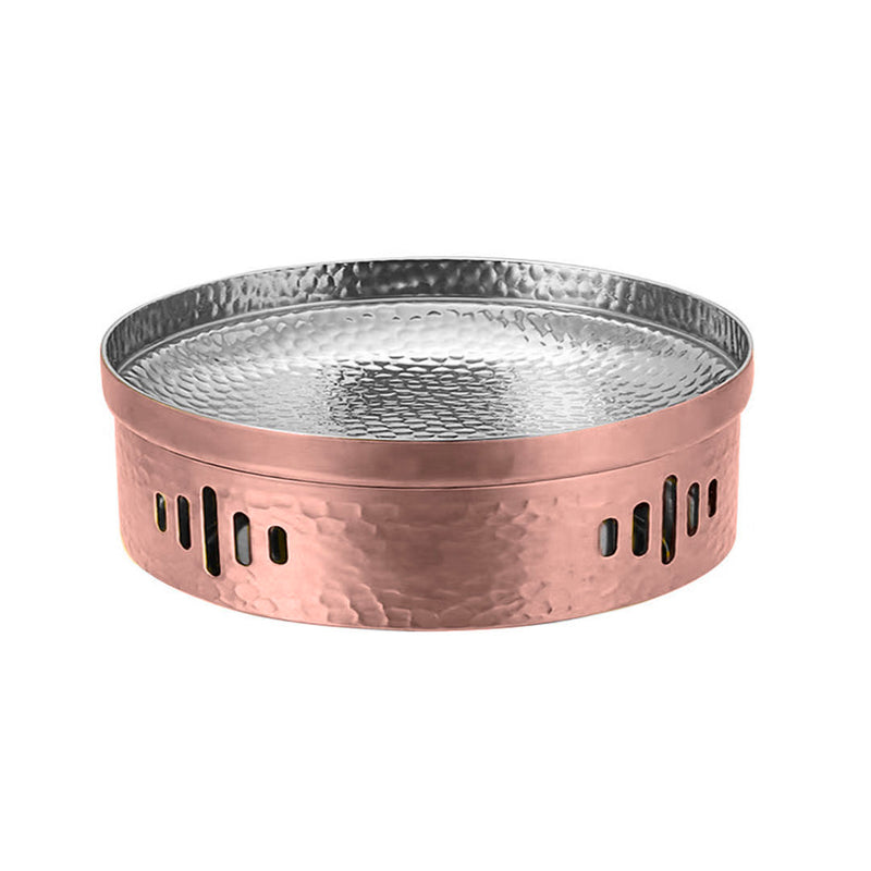 26cm Stainless Steel Insulated Dry Pot Hammered Texture Rose Pink