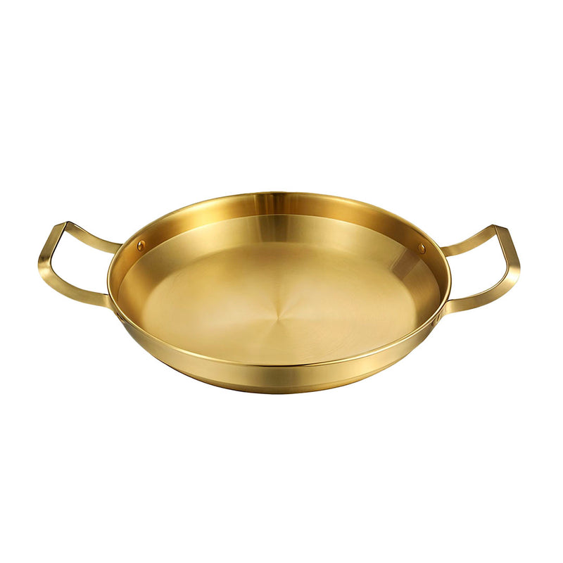 26cm Gold Plated Stainless Steel Dry Pot Ergonomic Handles Modern Design