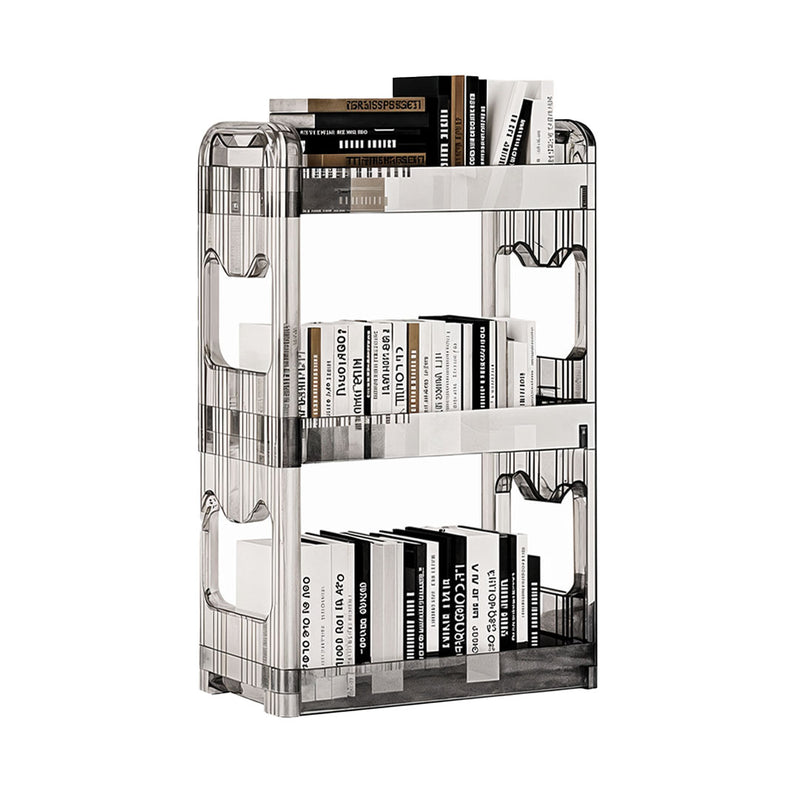 38x24x62cm Clear Plastic 3 Tier Bookshelf Cosmetic Storage Trolley With Wheels