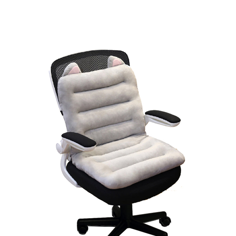 Grey Siamese Cushion With Cat Ears Office Chair Back Waist Support Decor 80cm