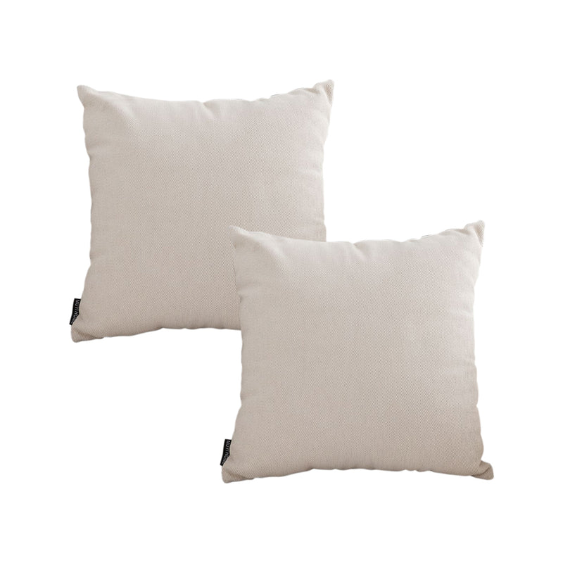 2X 45cm Square Velvet Polyester Throw Pillows Ivory 15cm Thick Plush