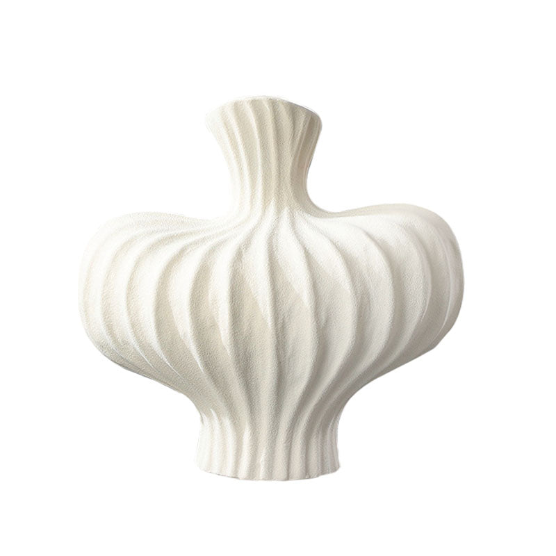 Small Ceramic Vase 25X24cm Matte White Countertop Decor Handmade