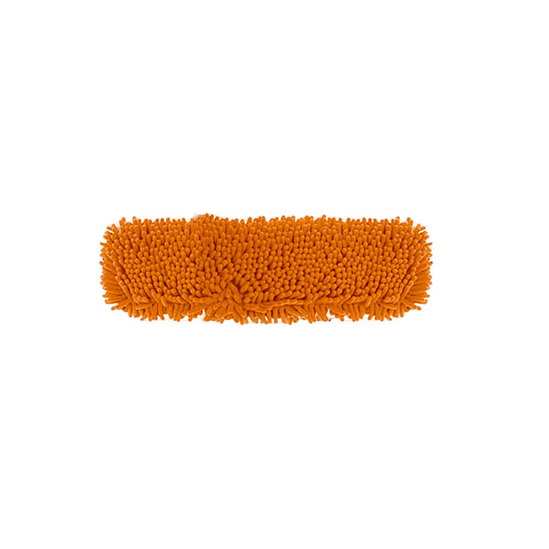 Microfiber Flat Mop Cover 50x12 Orange Chenille Pvc Stainless Steel Handle 150cm