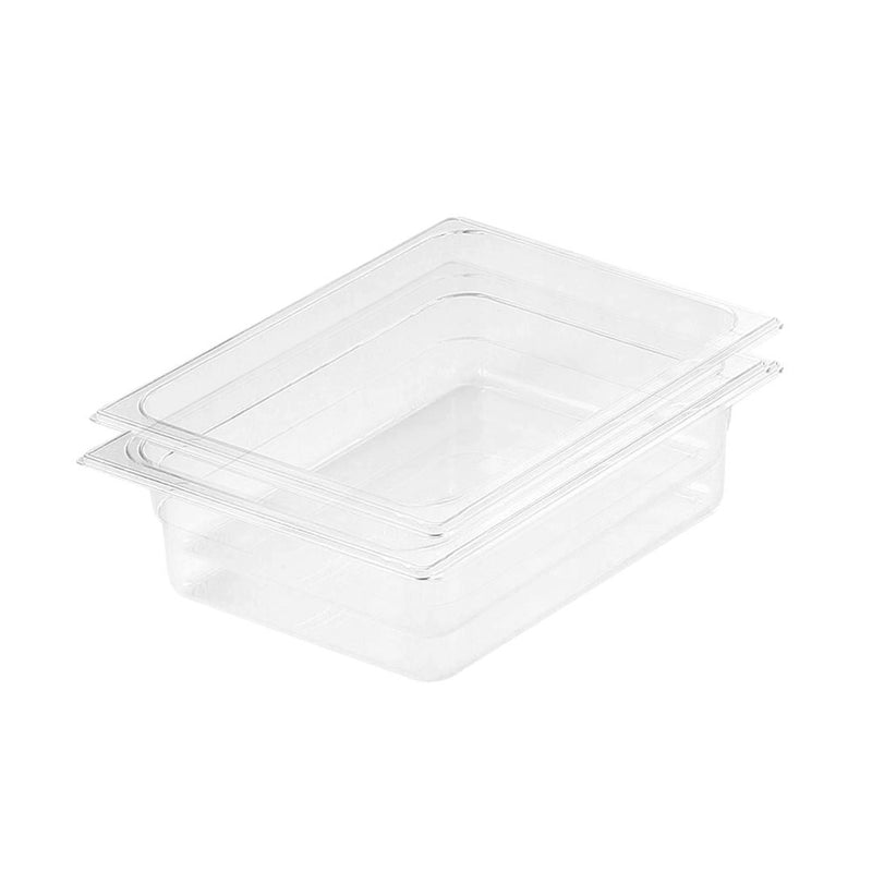 Clear Polycarbonate GN Pan 1/2 Food Tray Set of 2 Dishwasher Safe 100mm