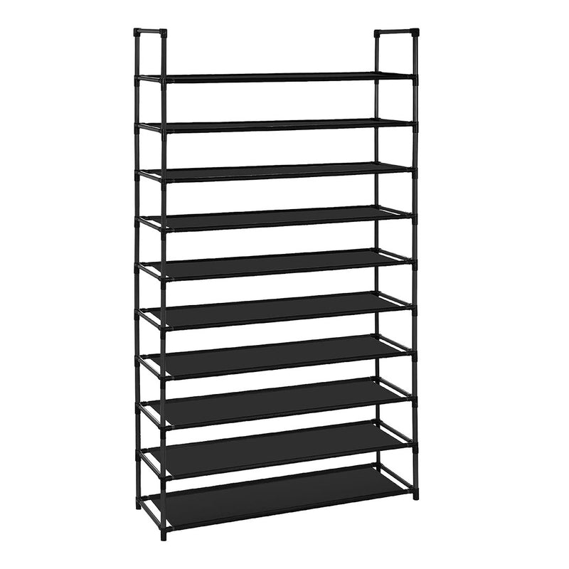 10 Tier Shoe Storage Shelf Space Saving Rack Organizer With Handle Black
