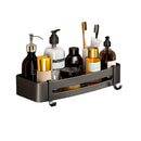 Black Aluminum Bathroom Storage Rack Wall Mounted Space Saving With Hooks