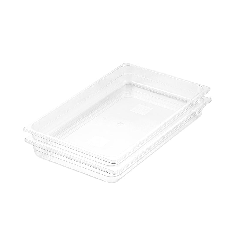 Clear Gastronorm GN Pan 1/1 Polycarbonate Food Tray 53x32x6cm Set of 2