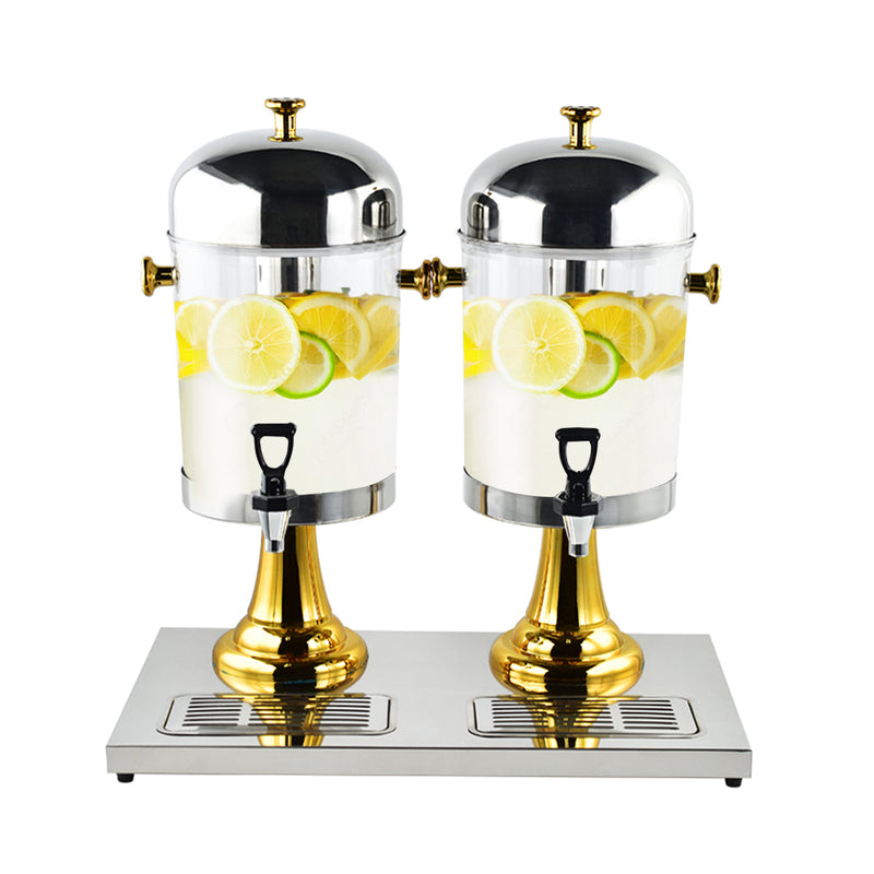 Dual 16L Commercial Stainless Steel ABS Transparent Beverage Dispenser Gold Silver