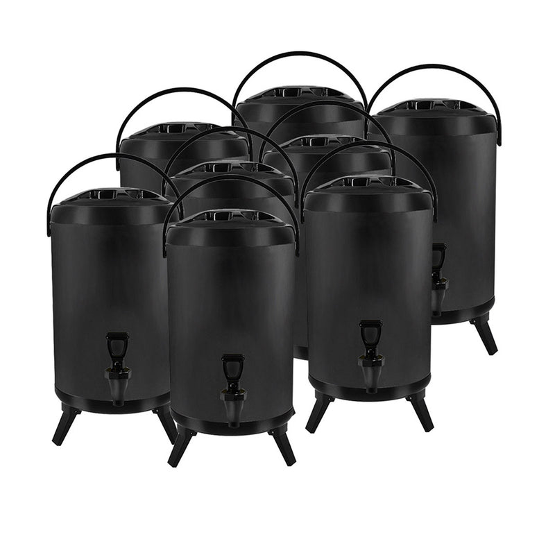 8X 8L Stainless Steel Insulated Beverage Dispenser With Faucet Black