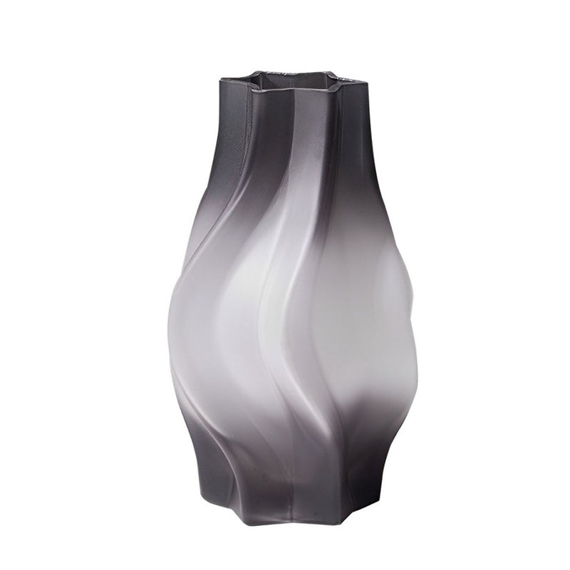 26cm Grey Glass Vase Handcrafted Bubble Texture Home Decor Art Piece