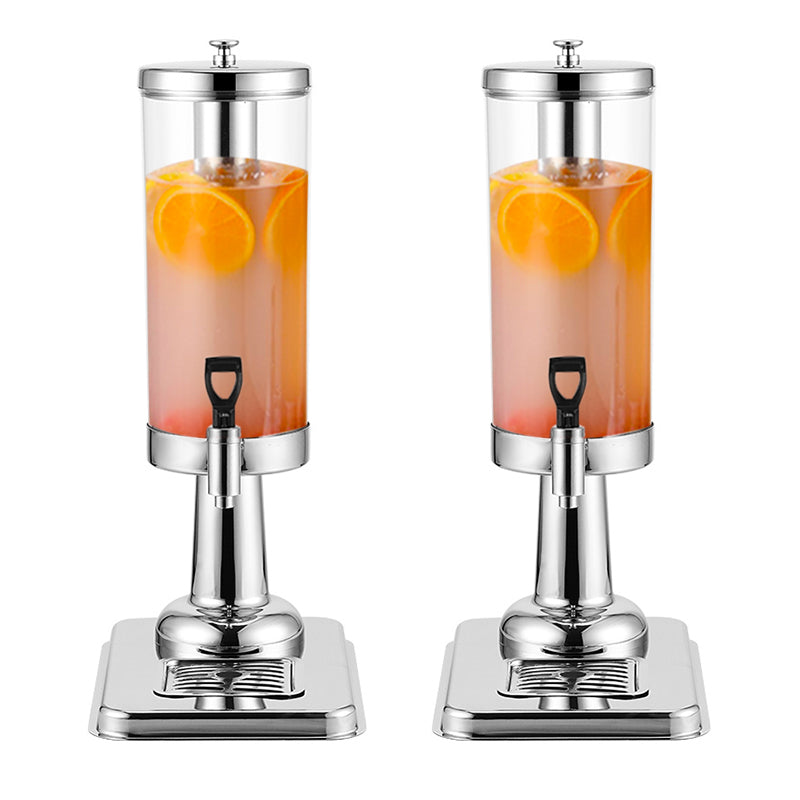 2X 3L Stainless Steel Beverage Dispenser Ice Cylinder Silver Drip Free Faucet